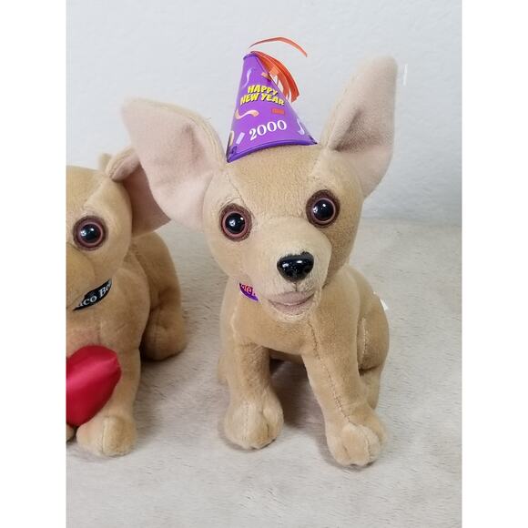 Taco Bell Chihuahua New Year 2000 Merchandise 6" Stuffed Animal Plush x2 Vtg - Picture 3 of 12